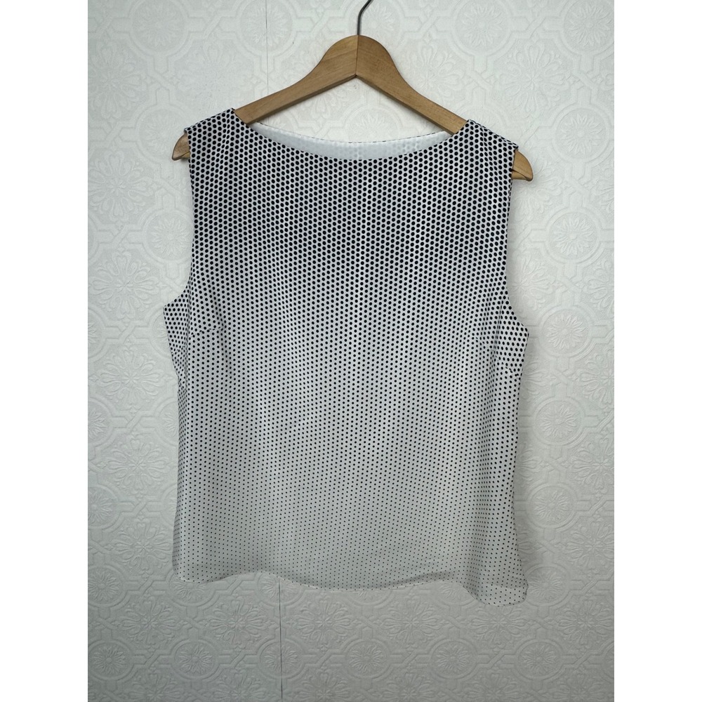 Armani Collezioni 100% Silk Polka Dot Sleeveless Top Black White US 14 JMH13T
